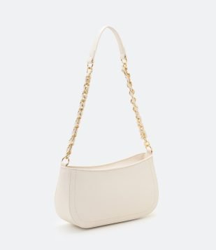  Bolsa Shoulder baguete com Alça de Corrente Branco 