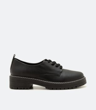  Sapato Oxford com Salto Tratorado Preto 