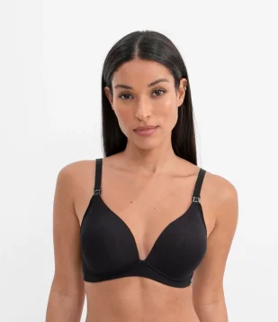 SUTIÃ MATERNIDADE COM BOJO TRIÂNGULO LISO LOVE SECRET PRETO