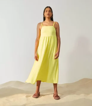 VESTIDO MIDI SEM MANGA COM BOLINHAS NAS ALÇAS E RECORTE NO BUSTO PRIMARYCOLOR12