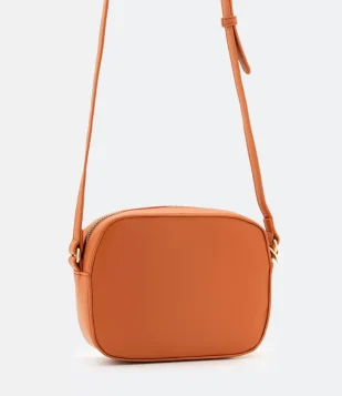 BOLSA TRANSVERSAL CAMERA BAG COM COSTURA CENTRAL LARANJA