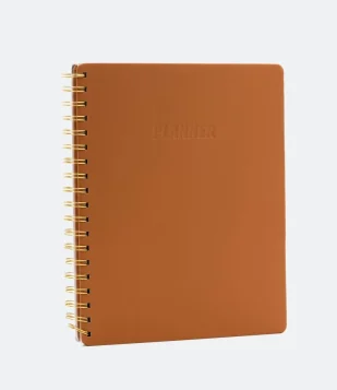 PLANNER EM PAPEL COM FOLHAS PAUTADAS MARROM