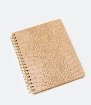 PLANNER EM PAPEL TEXTURA DE CROCO BEGE