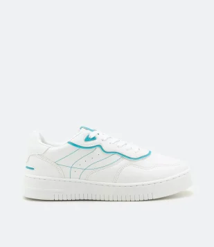 TÊNIS CANO BAIXO COM COSTURA CONTRASTANTE AZUL