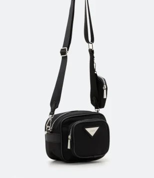 BOLSA TRANSVERSAL CÂMERA BAG COM PORTA MOEDAS PRETO