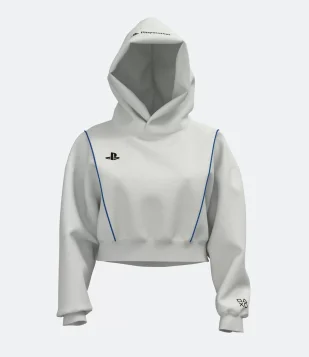 BLUSÃO FECHADO EM MOLETOM COM CAPUZ E ESTAMPA PLAYSTATION BRANCO