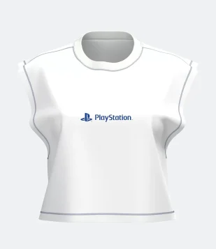 BLUSA CROPPED EM ALGODÃO COM ESTAMPA PLAYSTATION BRANCO
