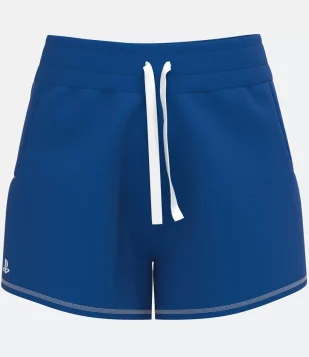 SHORT RUNNER EM MOLETOM COM COSTURA CONTRASTANTE E ESTAMPA PLAYSTATION AZUL