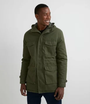 JAQUETA PARKA EM SARJA COM CAPUZ VERDE