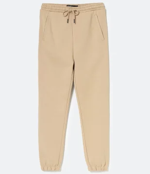 CALÇA JOGGER EM MOLETOM COM CÓS ELÁSTICO BEGE