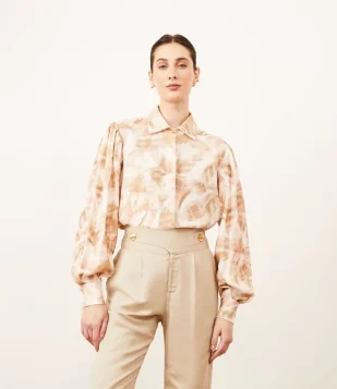 CAMISA EM LINHO COM ESTAMPA CANOAS BRANCO