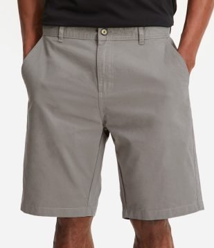 Bermuda Reta Básica em Sarja com Bolso e Fechamento em Botão Cinza