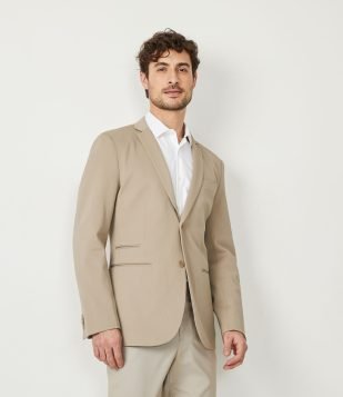 Blazer Texturizado com Botões e Bolsos Marrom