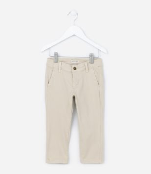 Calça Skinny Infantil em Sarja com Bolso Faca - Tam 1 a 4 anos Bege
