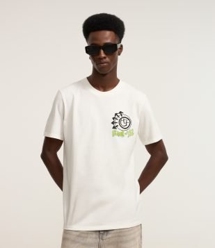 Camiseta Regular em Algodão com Estampa Blink 182 Branco