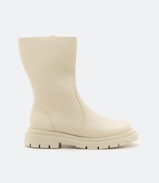 Bota Coturno com Salto Tratorado Branco