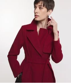 CASACO TRENCH COAT COM MANGA 7/8 E CINTO FAIXA