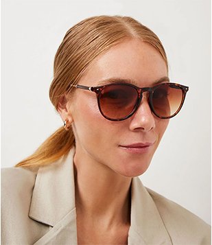 Óculos de Sol Redondo com Hastes de Metal com Detalhes Marrom