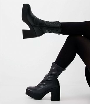 Bota Cano Médio Meia Pata Preto