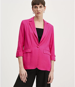 Blazer Em Linho Com Detalhe Na Manga Beetroot Purple