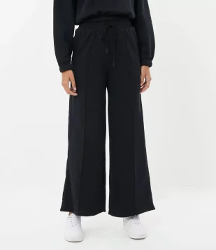 CALÇA PANTALONA EM MOLETOM COM AMARRAÇÃO PRETO