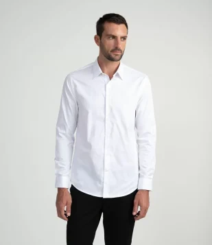 CAMISA SOCIAL SLIM EM TRICOLINE MANGA LONGA BRANCO