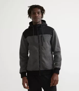 BLUSÃO ESPORTIVO COM CAPUZ E FECHAMENTO POR ZÌPER CINZA