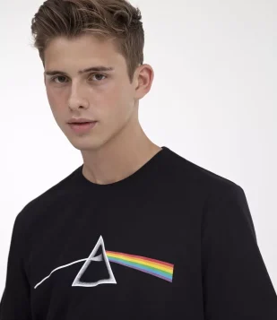 CAMISETA COMFORT FIT ESTAMPA PINK FLOYD PRISM PRETO