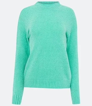 Blusão Suéter Em Tricô Com Gola Redonda E Manga Longa Verde