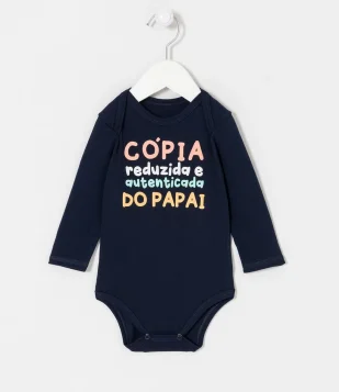 BODY INFANTIL COM FRASE DIVERTIDA - TAM 0 A 18 MESES AZUL