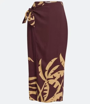 SAIA MIDI EM VISCOLINHO COM AMARRAÇÃO TRANSPASSADA MARROM