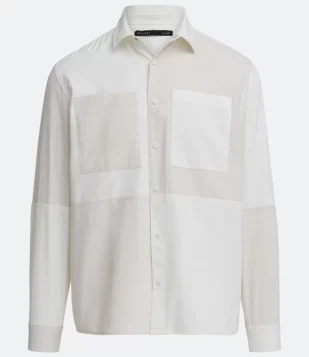 CAMISA MANGA LONGA EM SARJA COM RECORTES BEGE