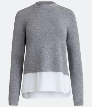 Suéter Em Tricô Com Detalhe Na Barra Cinza