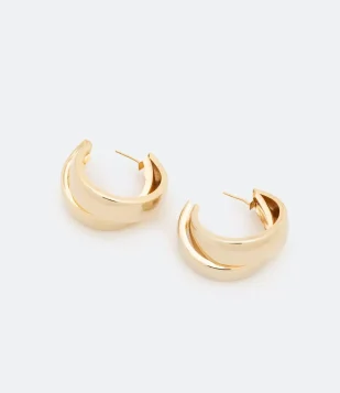 BRINCO ARGOLA EM METAL BOLD DUPLA DOURADO