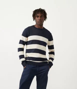 BLUSÃO EM ALGODÃO COM ESTAMPA LISTRADA AZUL