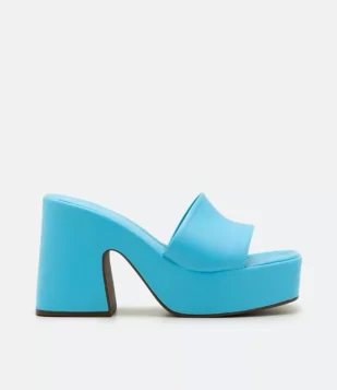 SANDÁLIA COM TIRA ÚNICA E SALTO FLATFORM AZUL