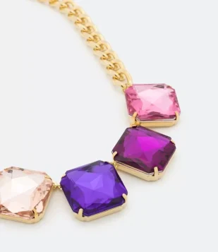 MAXI COLAR EM METAL COM CHATONS QUADRADOS DOURADO