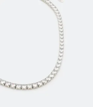 GARGANTILHA EM METAL COM ZIRCÔNIAS CRISTAL PRATA