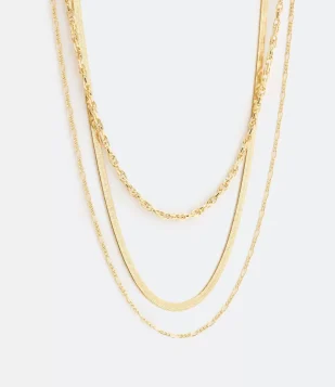 COLAR CAMADAS EM METAL COM CORRENTES DIFERENCIADA DOURADO