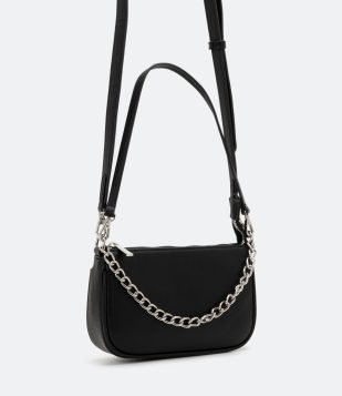 Bolsa Transversal Baguete com Alça de Corrente Preto