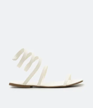 SANDÁLIA RASTEIRA COM TIRAS E DETALHE EM MOLA OFF WHITE