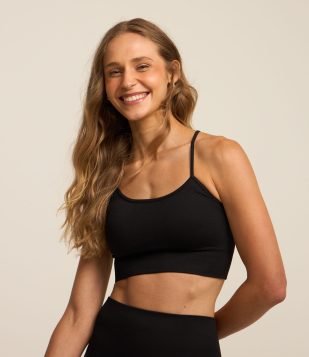 Top Esportivo com Bojo Texturizado e Sem Costura Preto