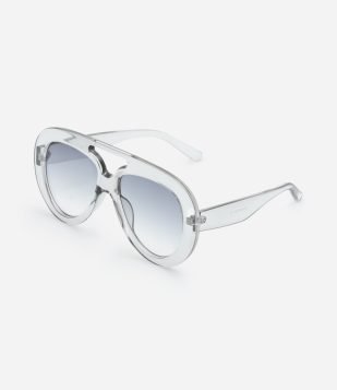 Óculos de Sol Aviador Translúcido com Lente Degrade Transparente