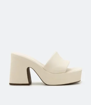 SANDÁLIA COM TIRA ÚNICA E SALTO FLATFORM OFF WHITE