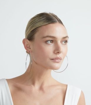 Brinco Maxi Argola em Metal Básica Prata