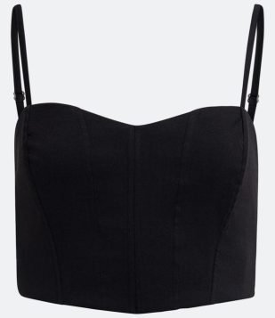 Blusa Regata Cropped em Crepe com Decote Coração Preto