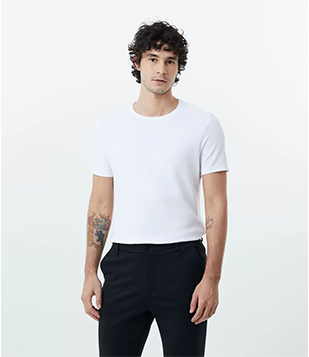 Camiseta Slim Em Algodão Peruano Com Textura Canelada Branco