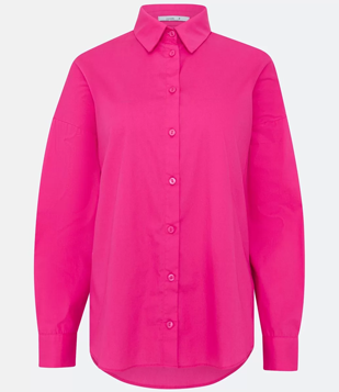 Camisa Alongada Em Tricoline Rosa
