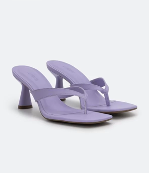 Sandália Com Salto Fino Médio Roxo
