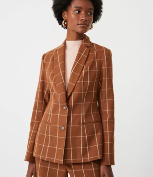 Blazer Com Estampa Xadrez E Botões Marrom